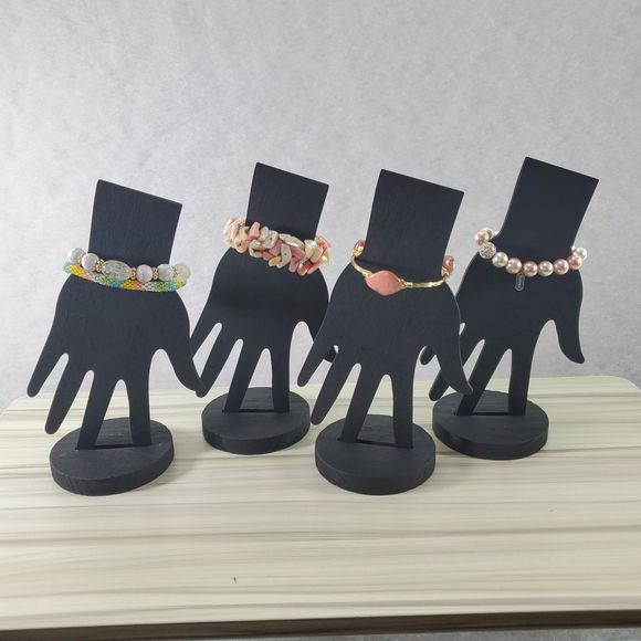 Bundle of Bracelets Beaded Shell Faux Pearl Coral Pink Orange Stretch Japan - Picture 10 of 11